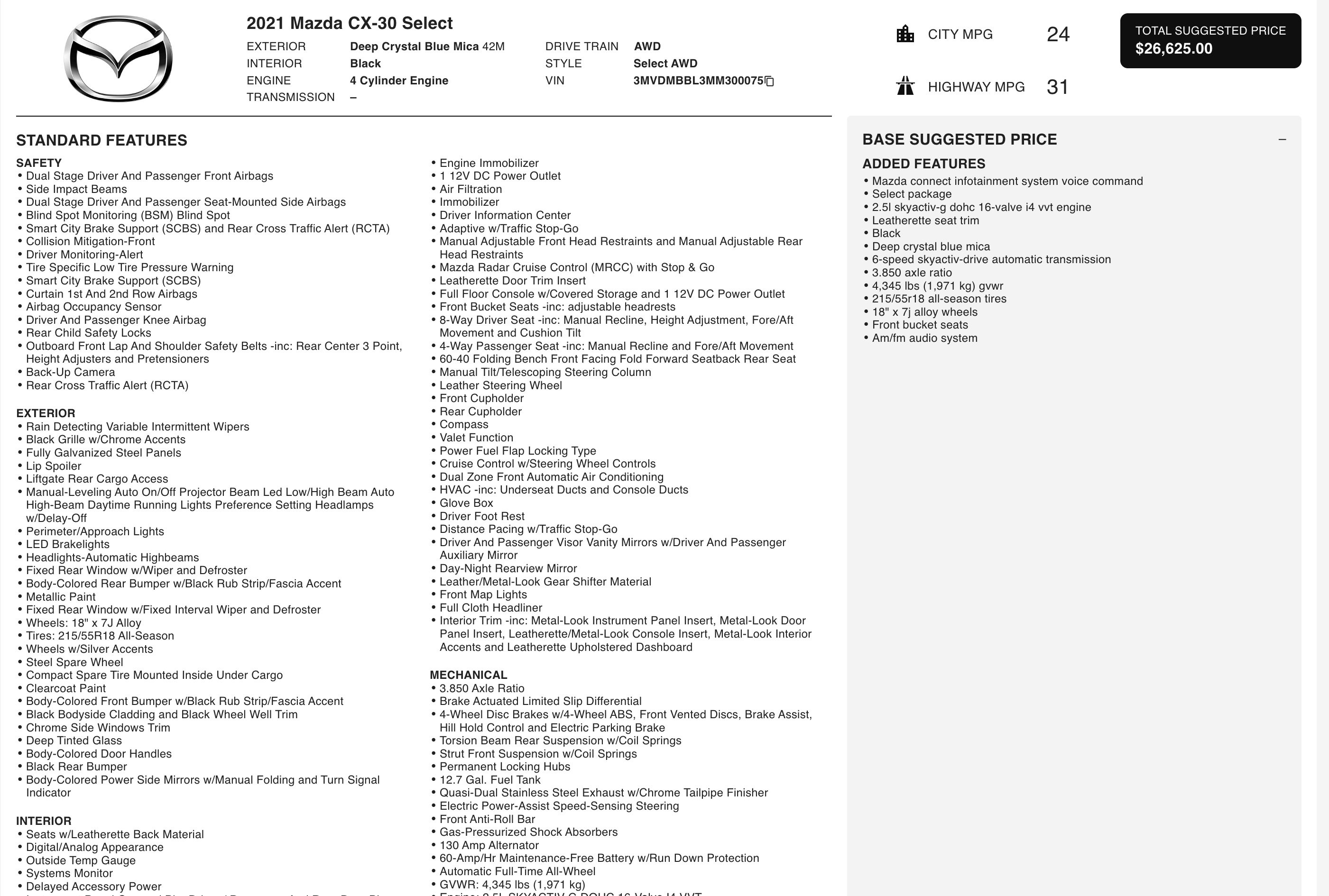 Used 2021 MAZDA CX-30 AWD 2.5 S w/ Select Package image 4