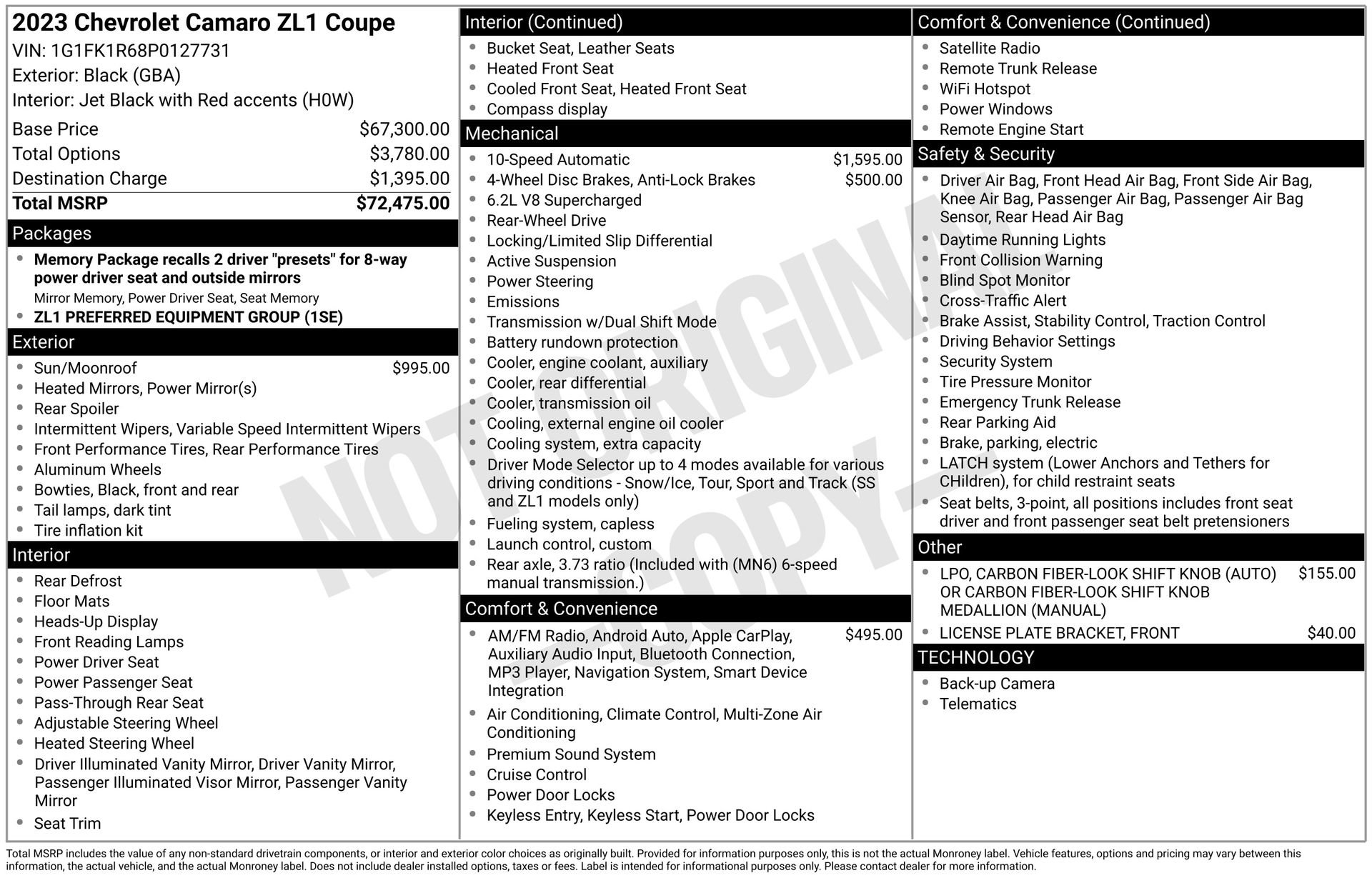 Used 2023 Chevrolet Camaro ZL1 image 4