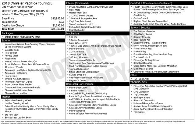 Certified 2018 Chrysler Pacifica Touring-L FWD image 28