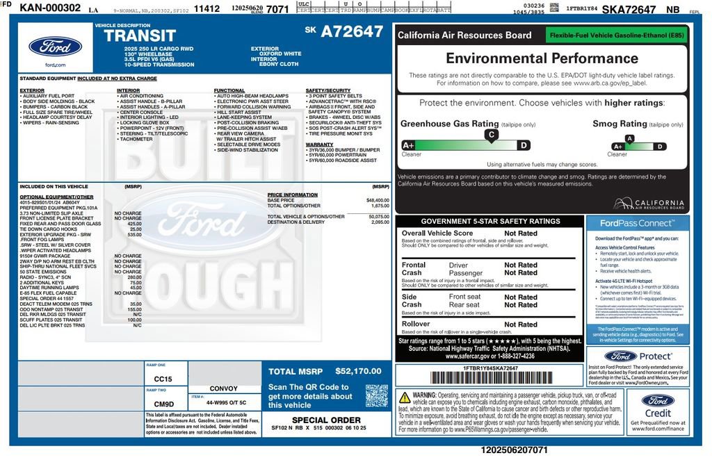 Used 2025 Ford Transit 250 Low Roof w/ Exterior Upgrade Package RWD image 2