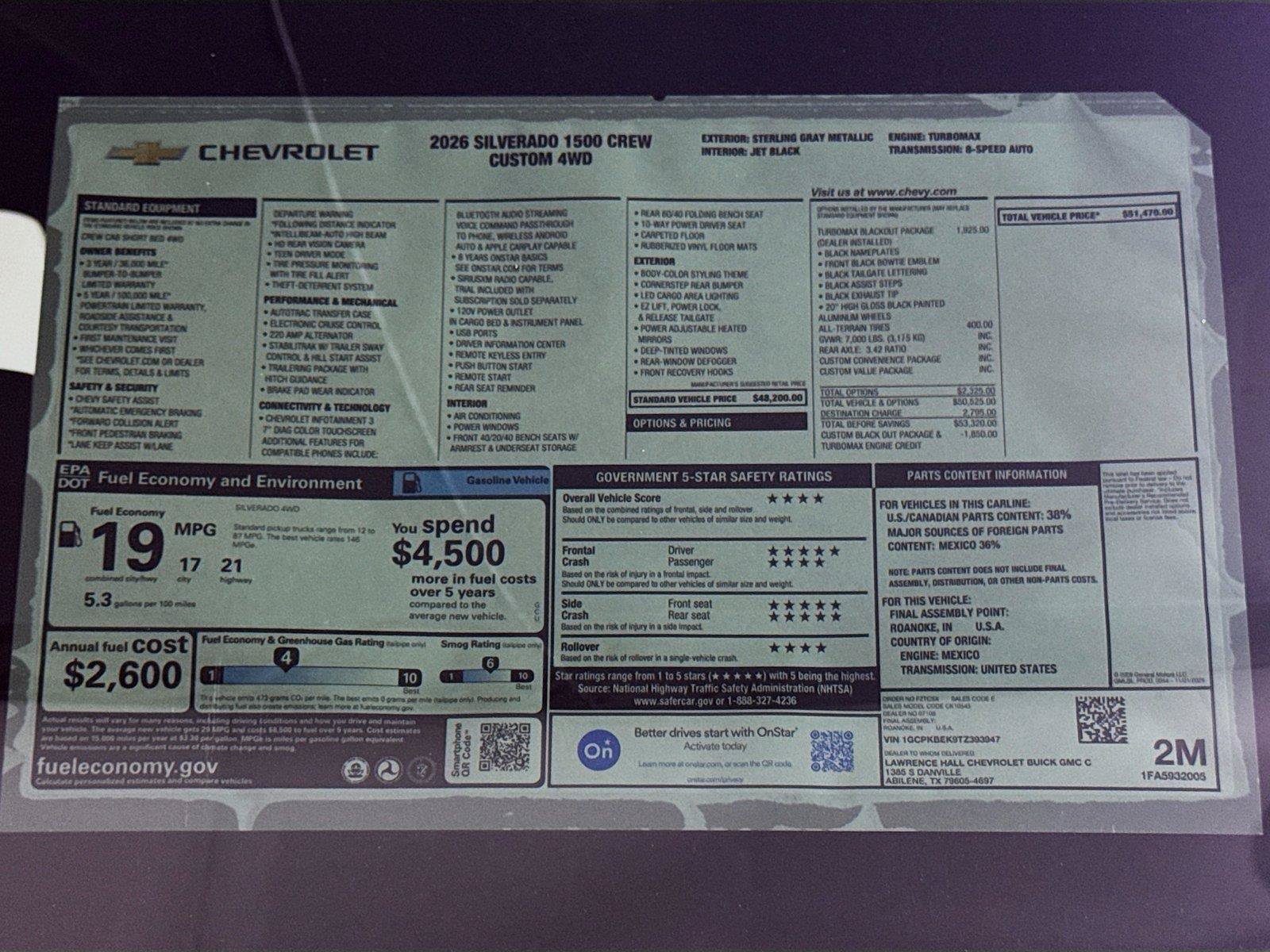 New 2026 Chevrolet Silverado 1500 Custom w/ Turbomax Blackout Package AWD/4WD image 20