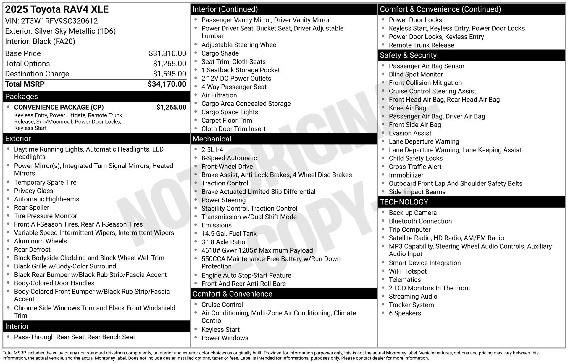 Used 2025 Toyota RAV4 XLE w/ Convenience Package FWD image 49