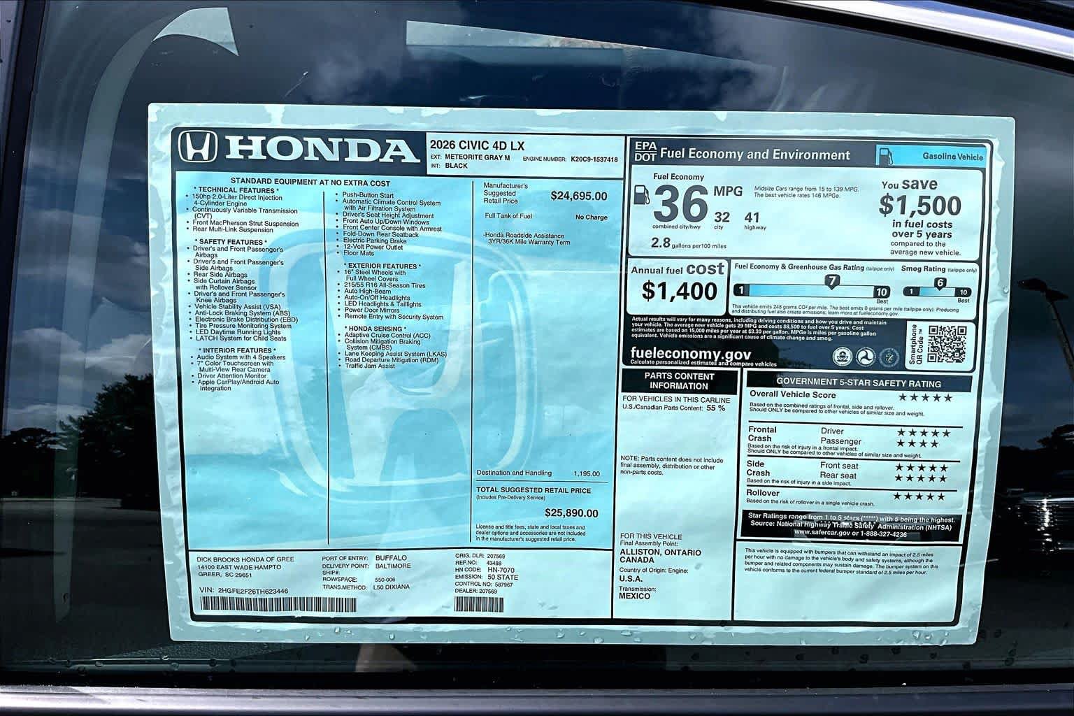 New 2026 Honda Civic LX image 18