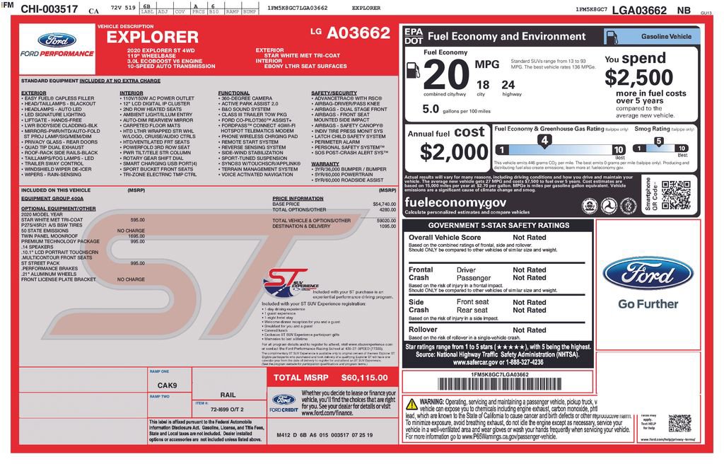 Used 2020 Ford Explorer ST w/ ST Street Pack