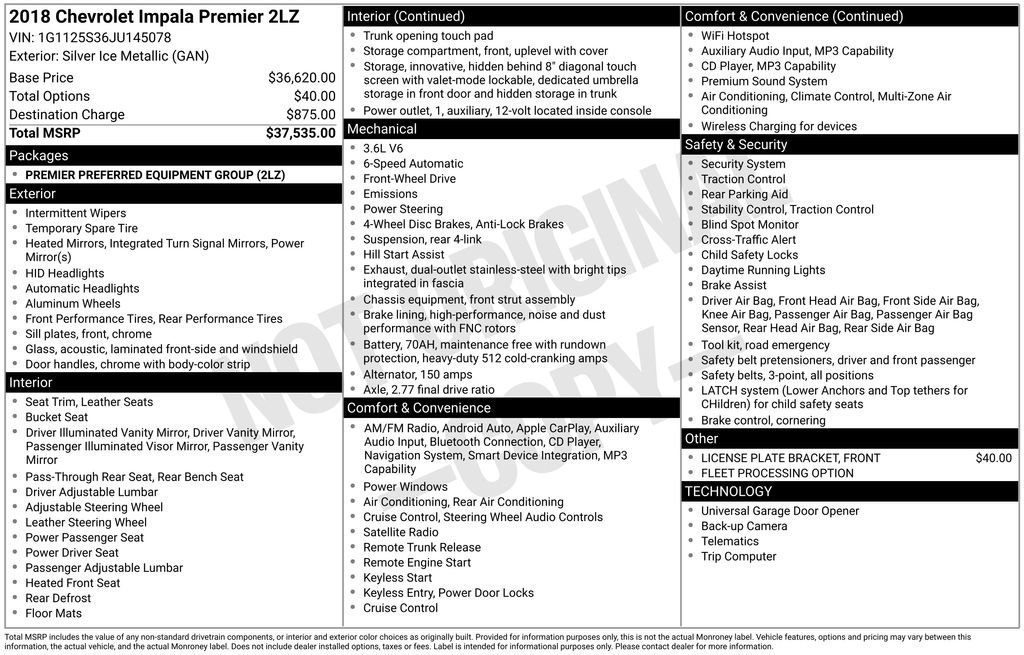 Used 2018 Chevrolet Impala Premier image 6