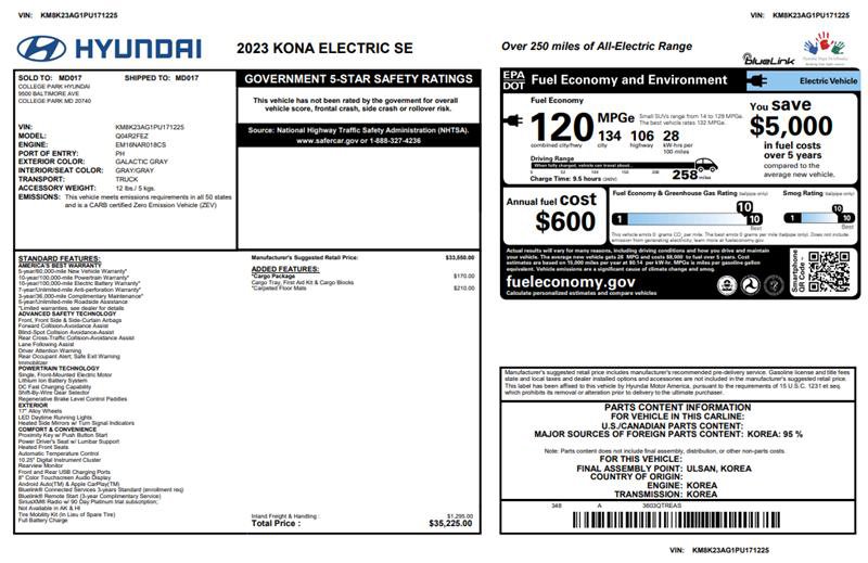 Used 2023 Hyundai Kona SE w/ Cargo Package FWD image 3