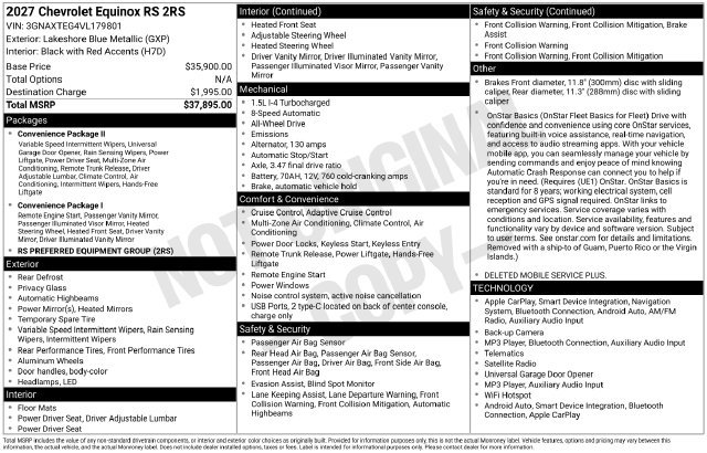 New 2027 Chevrolet Equinox RS AWD/4WD image 35