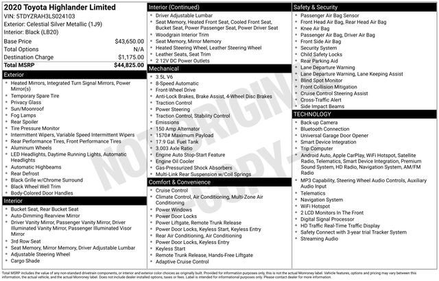 Used 2020 Toyota Highlander Limited FWD image 2