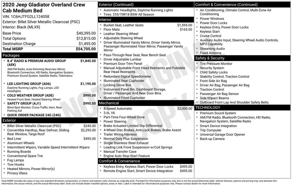 Certified 2020 Jeep Gladiator Overland image 40