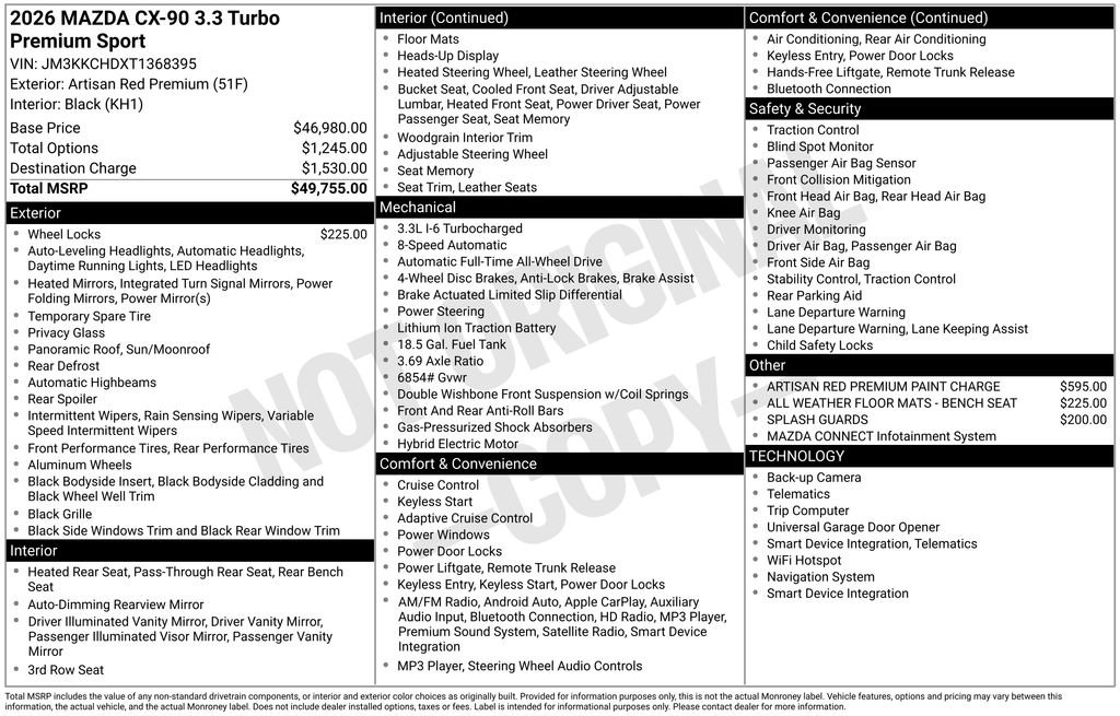 New 2026 MAZDA CX-90 3.3 Turbo w/ Premium Sport Pkg AWD/4WD image 7