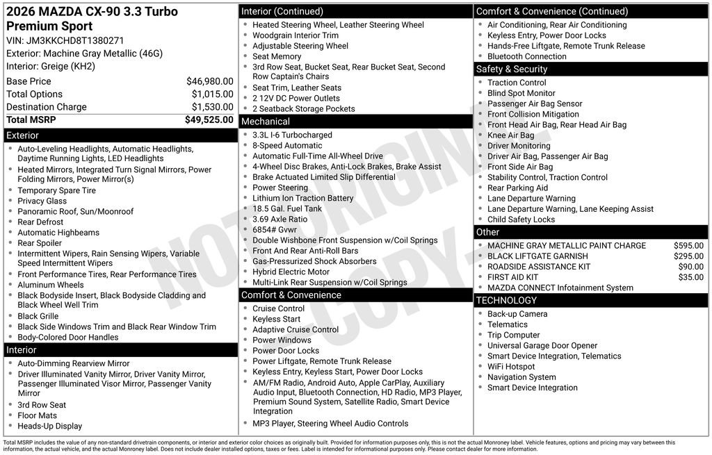 New 2026 MAZDA CX-90 3.3 Turbo w/ Premium Sport Pkg image 39