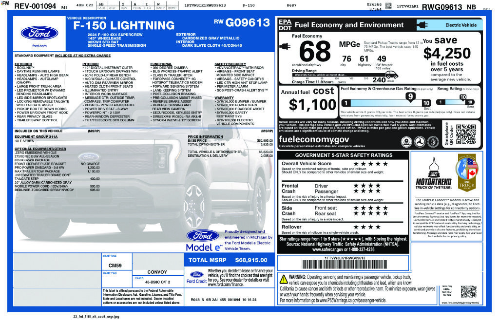Used 2024 Ford F150 Lightning XLT w/ Max Trailer Tow Package AWD/4WD image 9