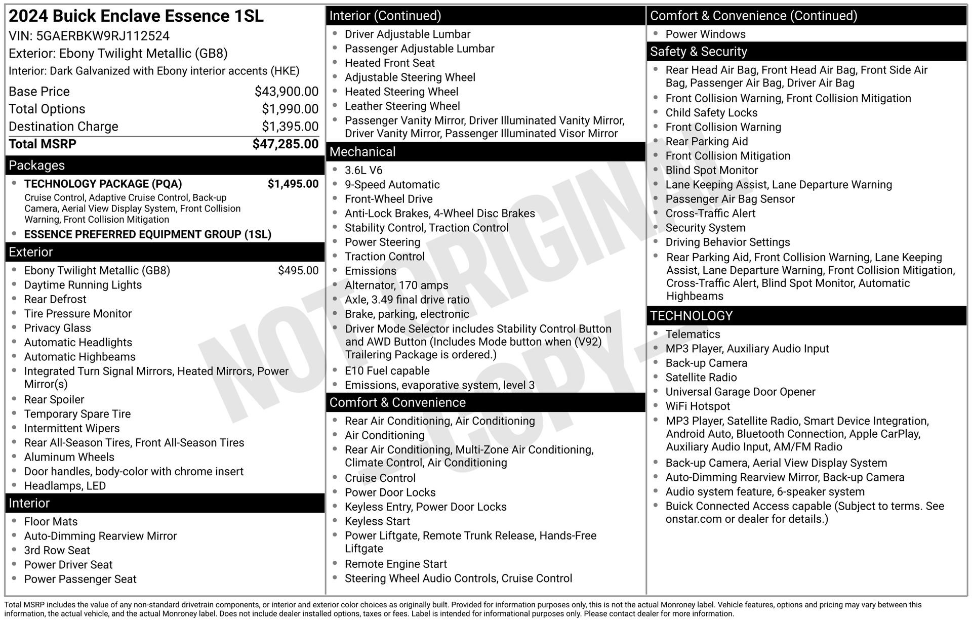 Used 2024 Buick Enclave Essence w/ Technology Package FWD image 38