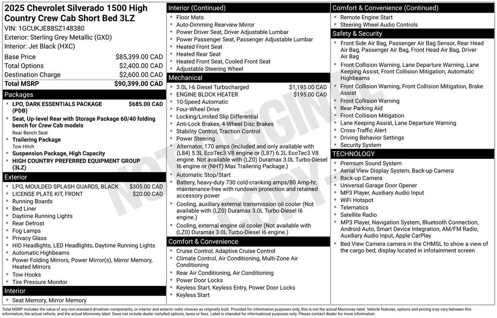 Used 2025 Chevrolet Silverado 1500 High Country w/ LPO, Dark Essentials Package AWD/4WD image 2