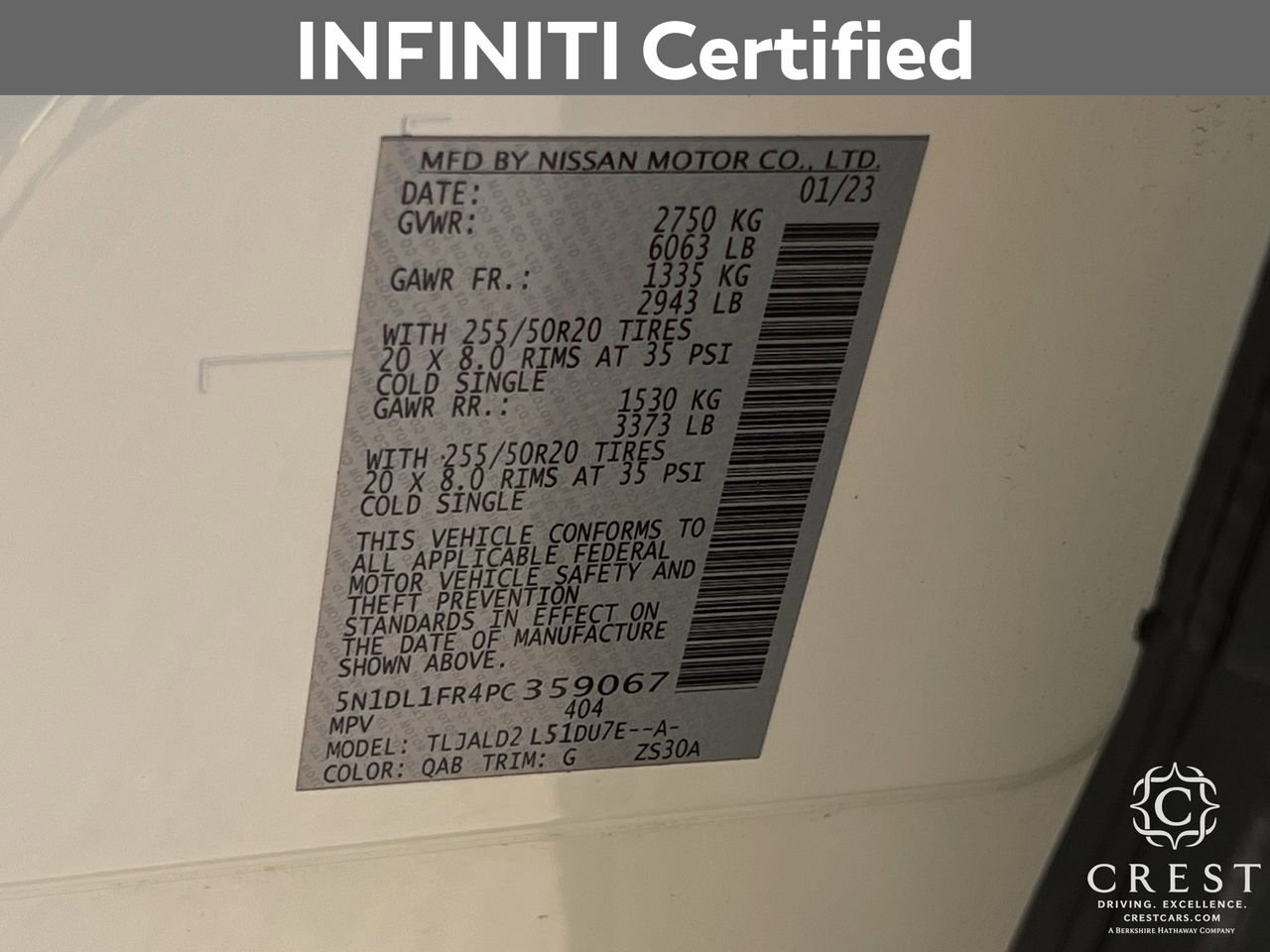 Certified 2023 INFINITI QX60 Luxe w/ Vision Package image 32