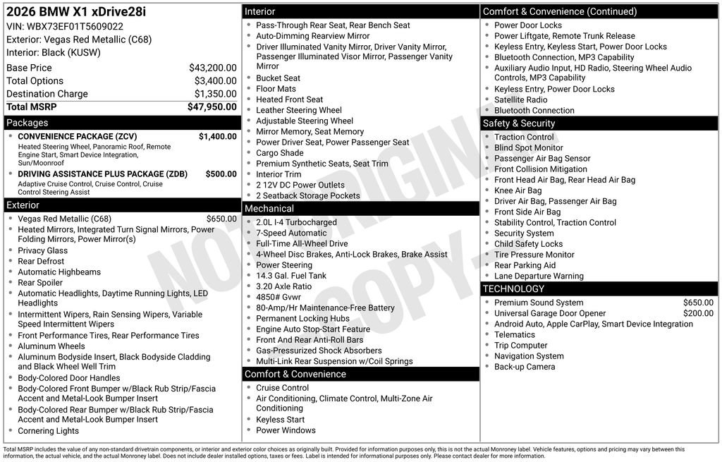 New 2026 BMW X1 xDrive28i w/ Convenience Package AWD/4WD image 2