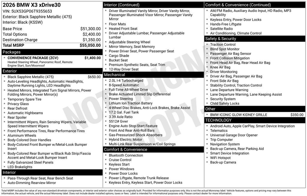 New 2026 BMW X3 xDrive30 w/ Convenience Package image 2