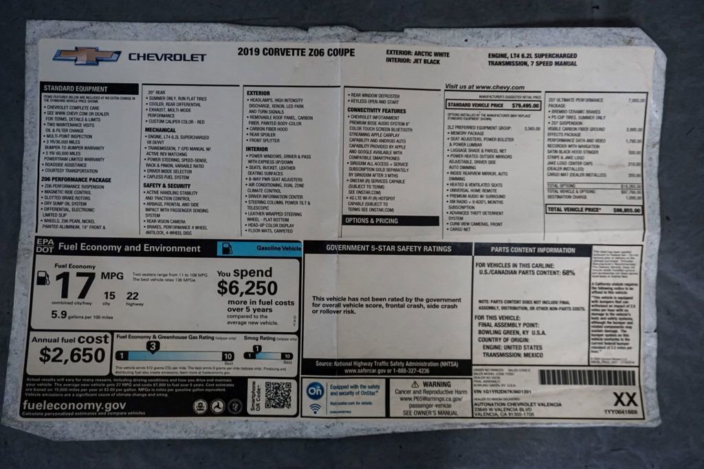 Used 2019 Chevrolet Corvette Z06 w/ Z07 Performance Package image 84