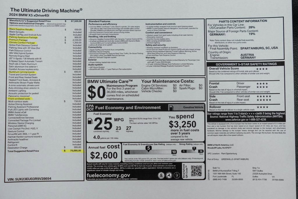 Used 2024 BMW X5 xDrive40i w/ Premium Package image 63