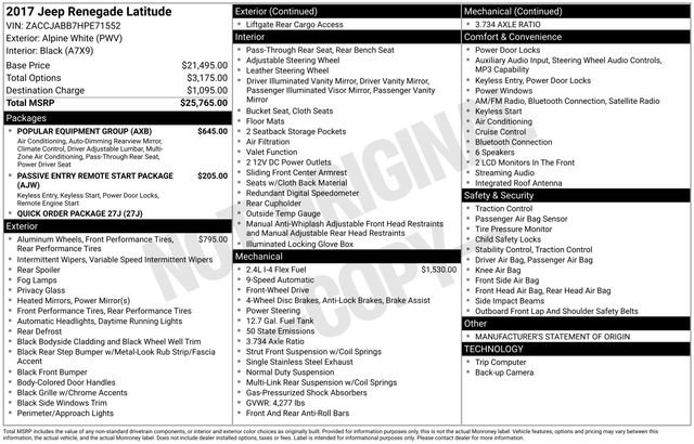 Used 2017 Jeep Renegade Latitude w/ Popular Equipment Group FWD image 1