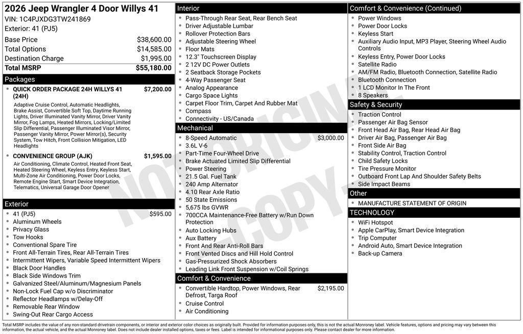 New 2026 Jeep Wrangler Unlimited Sport AWD/4WD image 30