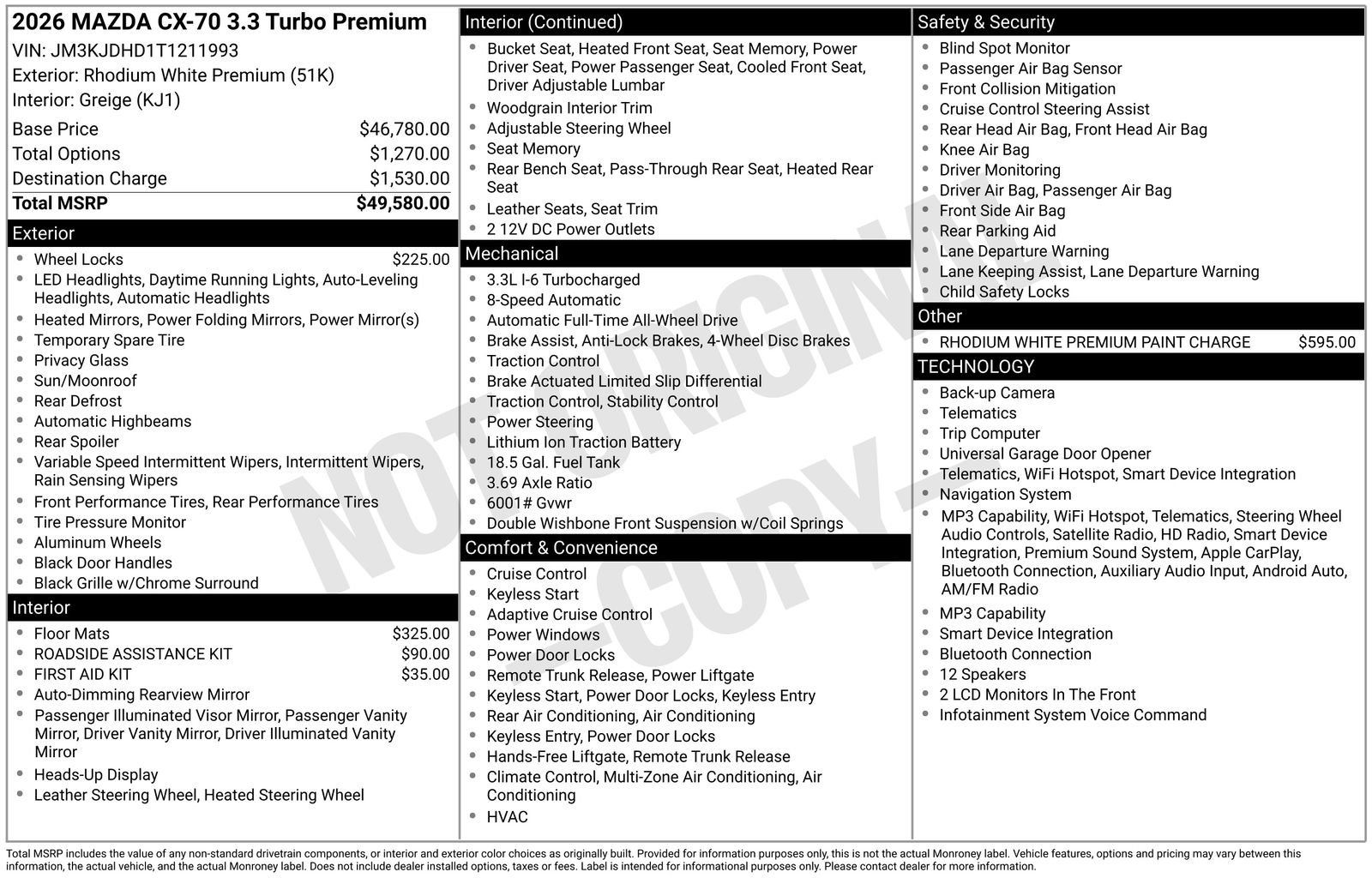 New 2026 MAZDA CX-70 3.3 Turbo w/ Premium Package AWD/4WD image 4