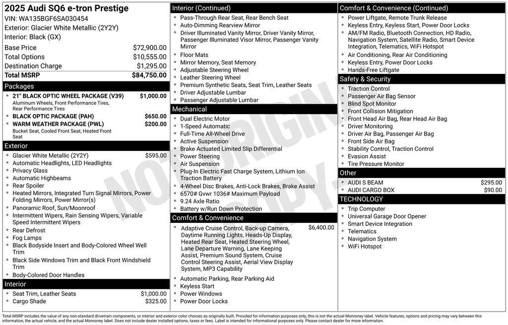 Used 2025 Audi SQ6 e-tron Prestige w/ 21" Black Optic Wheel Package image 2