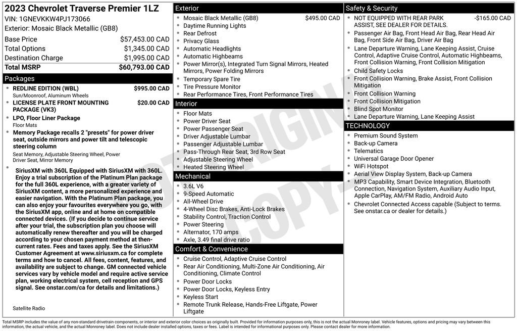 Certified 2023 Chevrolet Traverse Premier w/ Redline Edition AWD/4WD image 41