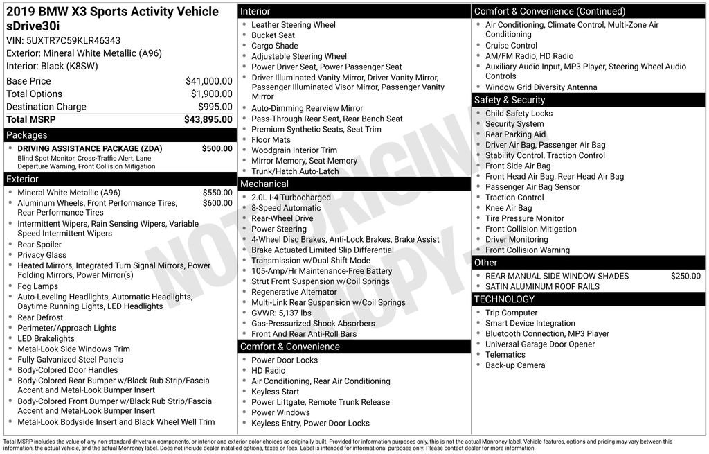 Used 2019 BMW X3 sDrive30i w/ Driving Assistance Package image 15