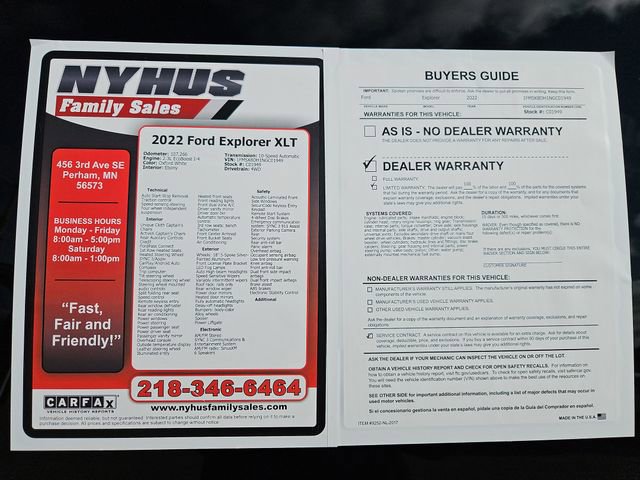 Used 2022 Ford Explorer XLT w/ Equipment Group 202A image 57