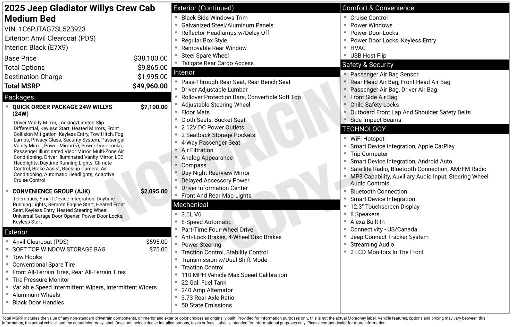 Used 2025 Jeep Gladiator Sport AWD/4WD image 14