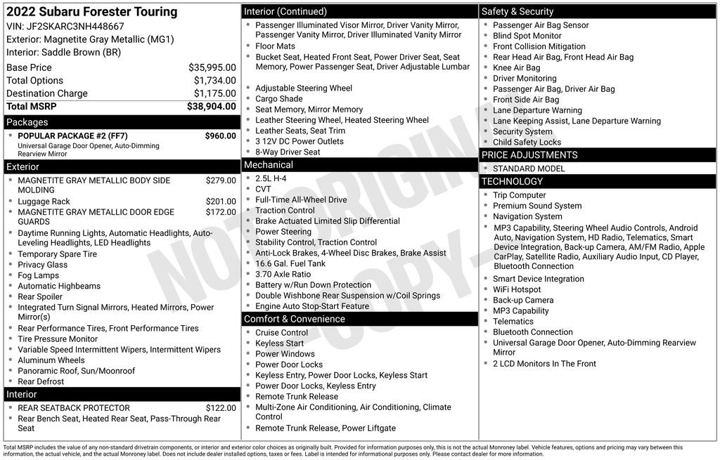 Used 2022 Subaru Forester Touring w/ Popular Package #2 AWD/4WD image 19