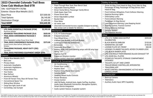 Used 2023 Chevrolet Colorado Trail Boss w/ LPO, Dark Essentials Package AWD/4WD image 3