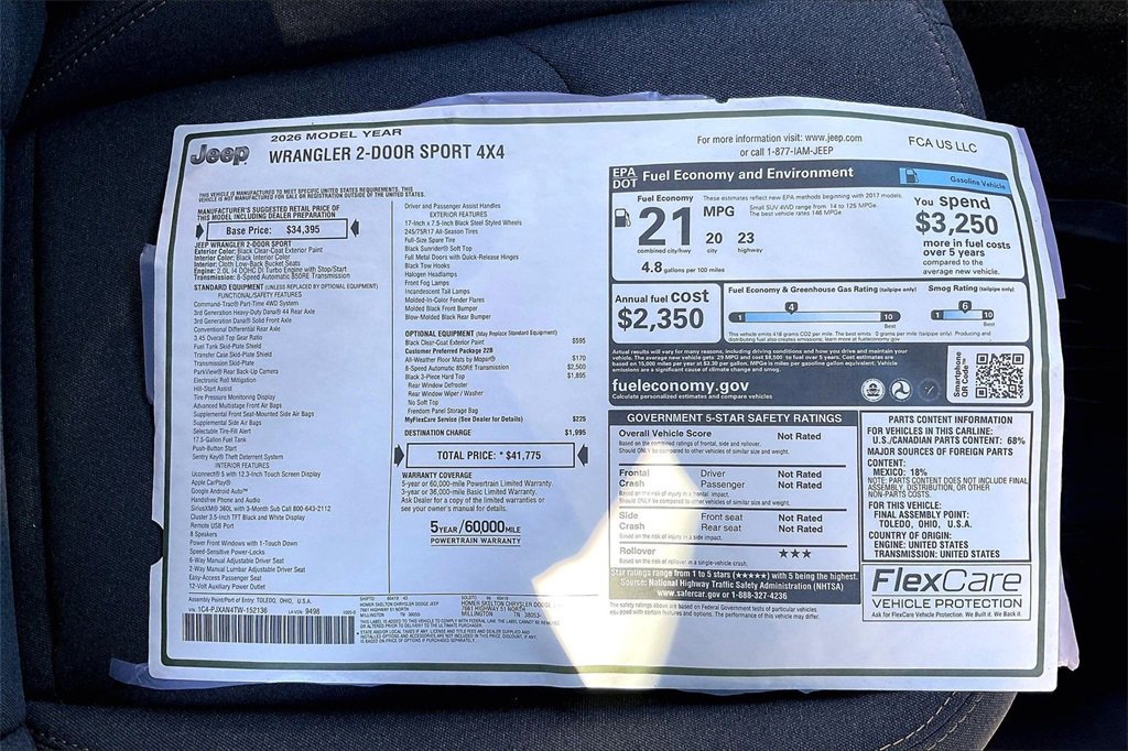 New 2026 Jeep Wrangler Sport image 14