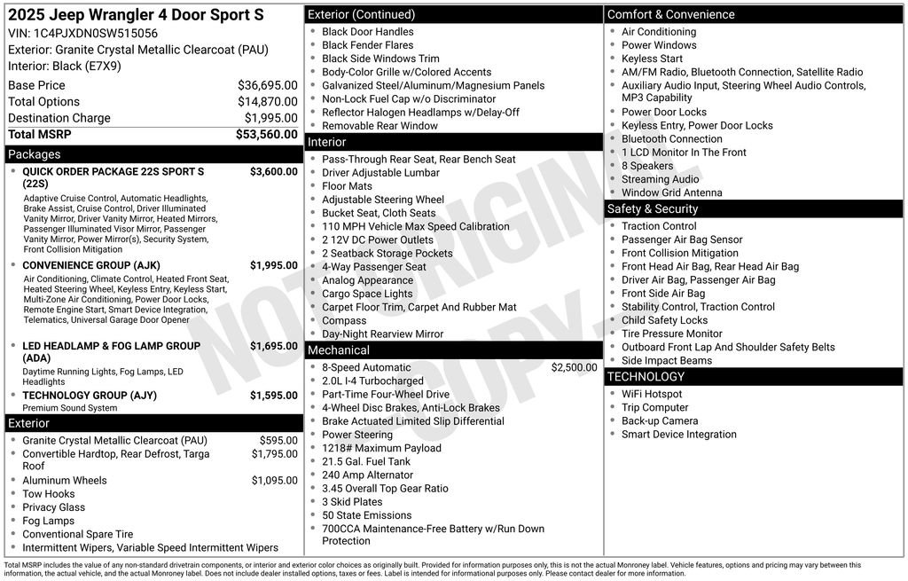 New 2025 Jeep Wrangler Sport S image 29
