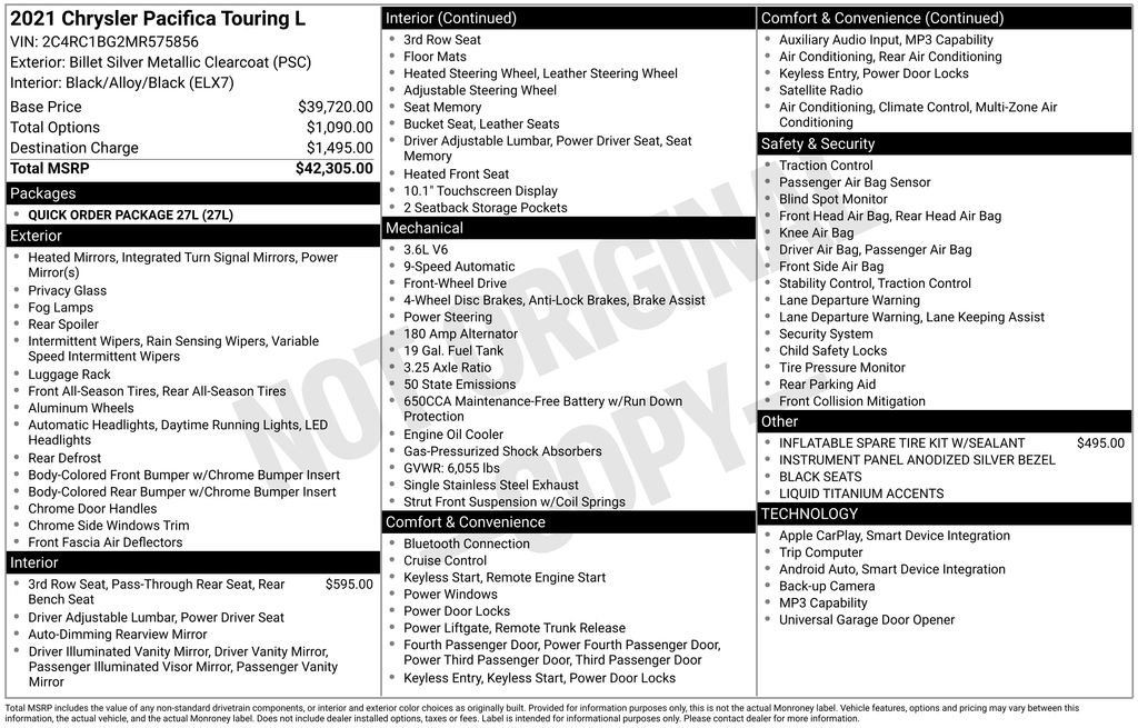 Used 2021 Chrysler Pacifica Touring-L FWD image 17