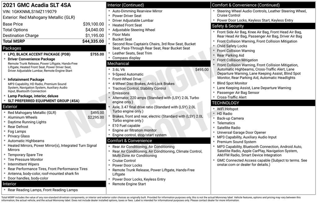 Used 2021 GMC Acadia SLT w/ LPO, Black Accent Package FWD image 12