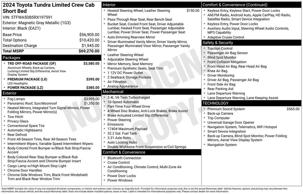 Used 2024 Toyota Tundra Limited w/ TRD Off-Road Package AWD/4WD image 9