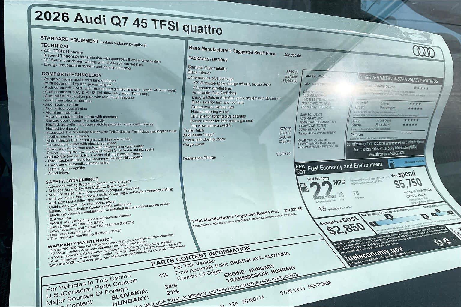 New 2026 Audi Q7 2.0T Premium AWD/4WD image 19