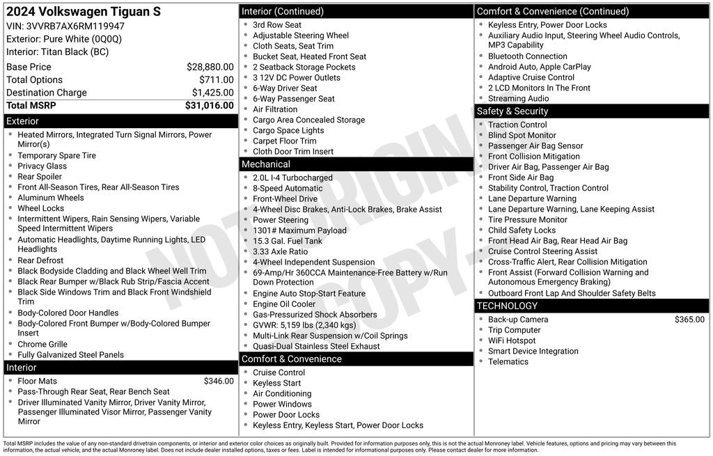 Used 2024 Volkswagen Tiguan S image 8