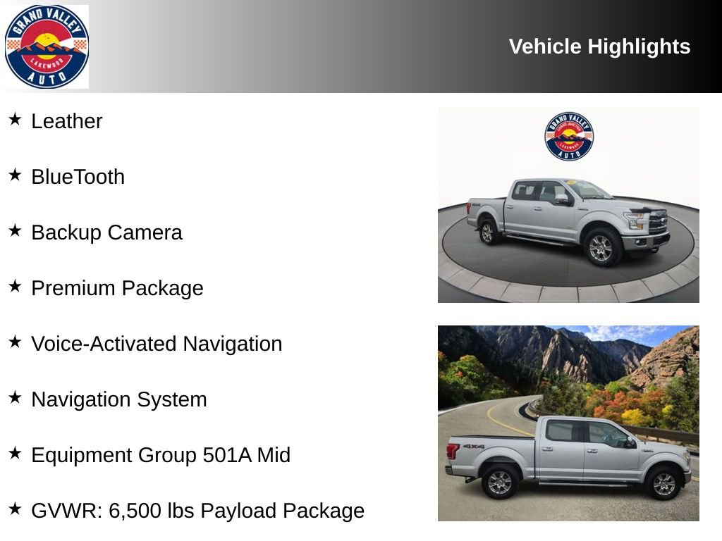 Used 2015 Ford F150 Lariat w/ Equipment Group 501A Mid image 2