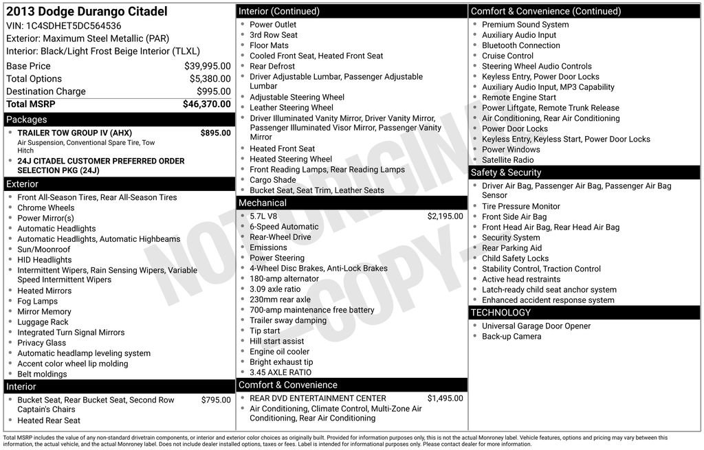 Used 2013 Dodge Durango Citadel w/ Trailer Tow Group IV RWD image 2