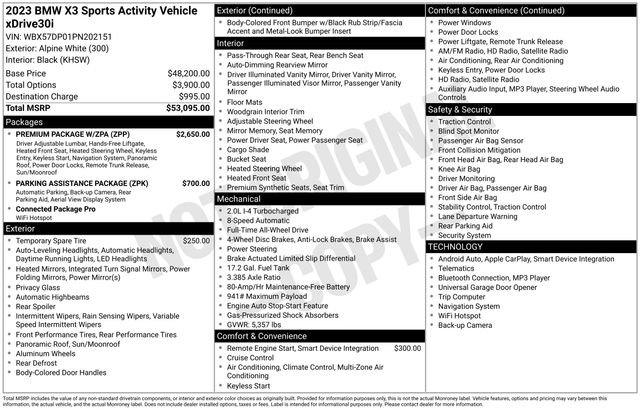 Certified 2023 BMW X3 xDrive30i w/ Premium Package w/ZPA image 42
