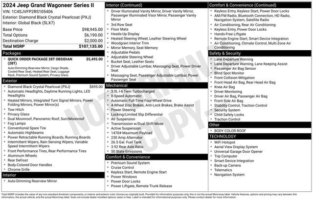 Used 2024 Jeep Grand Wagoneer Series II w/ Quick Order Packagew 28T image 13