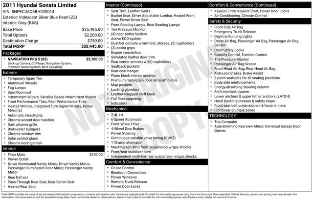 Used 2011 Hyundai Sonata Limited w/ Navigation Pkg 5 FWD image 1