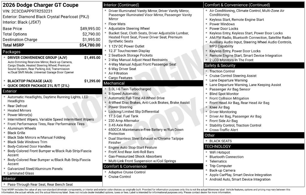 New 2026 Dodge Charger R/T w/ Driver Convenience Group AWD/4WD image 6