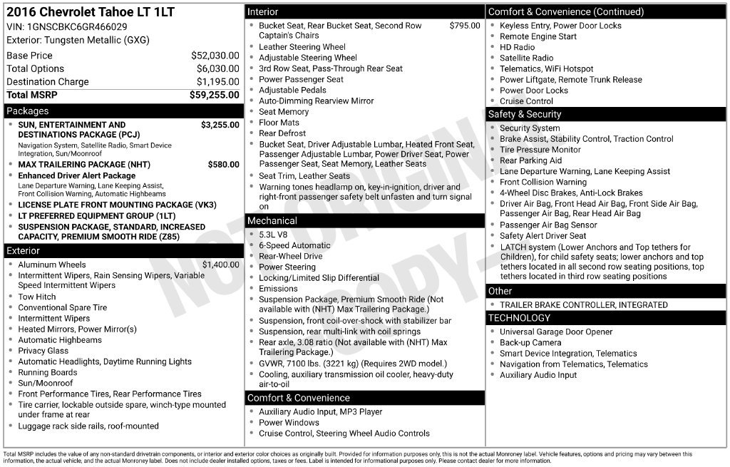 Used 2016 Chevrolet Tahoe LT RWD image 47