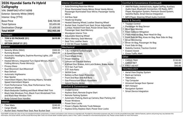 New 2026 Hyundai Santa Fe Calligraphy w/ Tow & Go Package FWD image 26