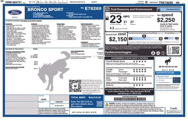 Used 2026 Ford Bronco Sport Badlands w/ Badlands Tech Package AWD/4WD image 38