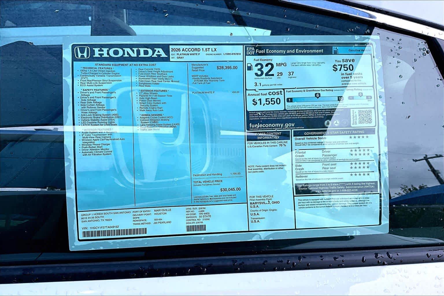New 2026 Honda Accord LX image 18